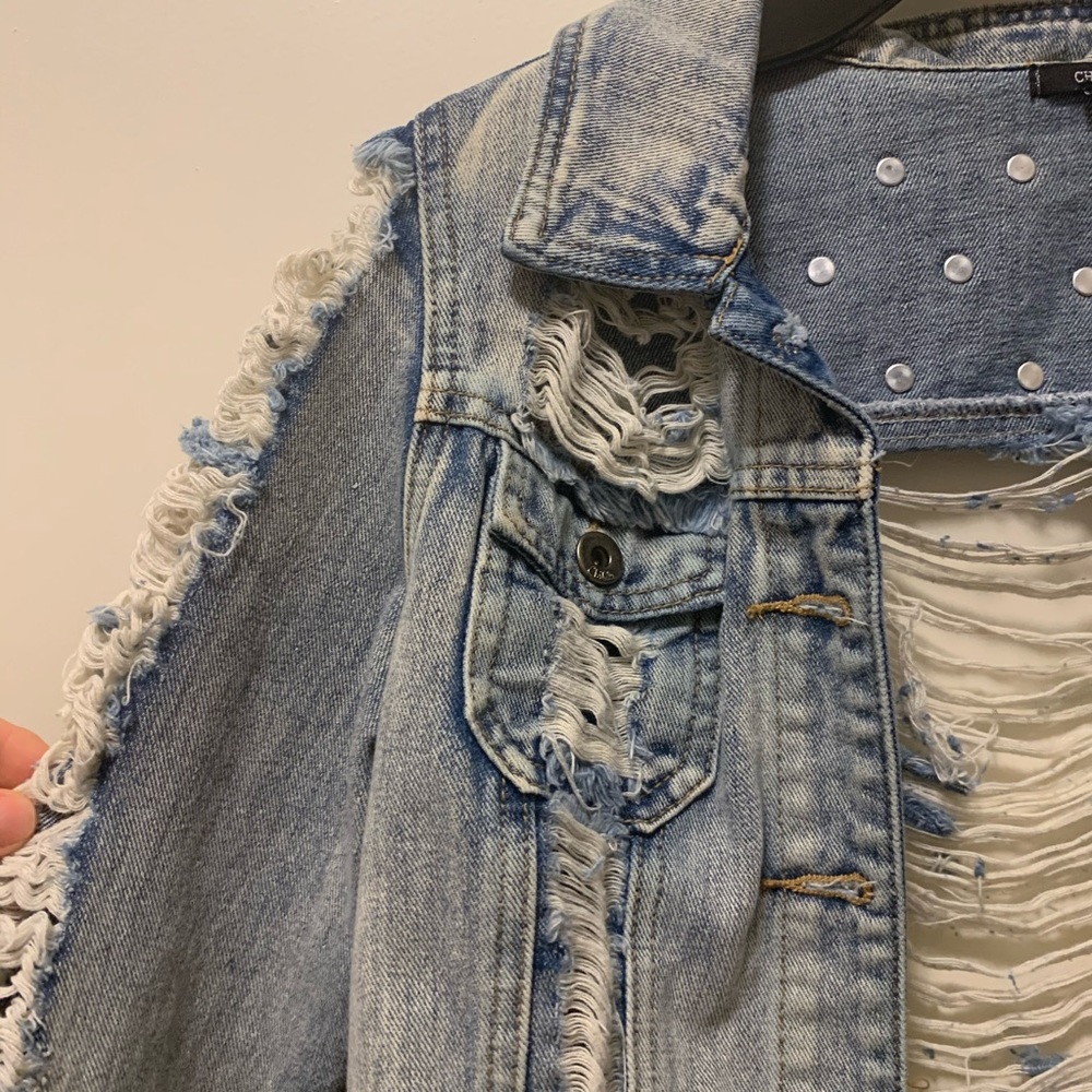 Denim blue cropped jacket - Picture 3 of 8